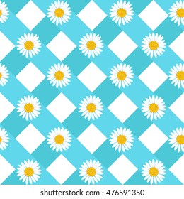 Floral seamless pattern with daisies flowers. Vector background.
