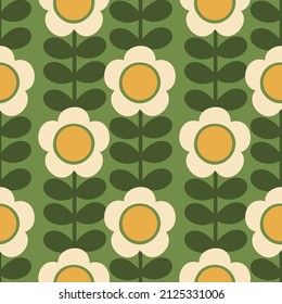 Patrón floral sin fisuras con mareas en estilo retro. Impresión moderna para tejidos, textiles, papel de envoltura. Ilustración del vector