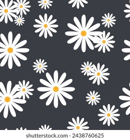 Nahtloses Blumenmuster. Gänseblütenvektor flache Illustration.
