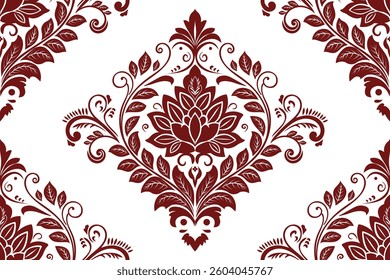 floral seamless pattern with damask ornament, royal pattern for wallpaper or packaging in victorian style