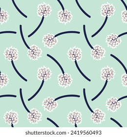 Floral seamless pattern with dandelion motif for fabric, textile, clothing, wrapping paper, cover, wall decor, interior, abstract background