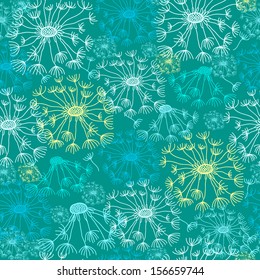 Floral seamless pattern with dandelions. Vector background with flowers.