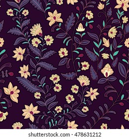 Floral seamless pattern. Dark flowers 