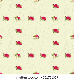 Floral Seamless Pattern Decoration. Textile or Print Design. Hand Drawn Ornament of Red Peonies on Light  Background.