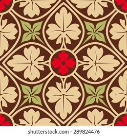 Floral seamless pattern. Decoration for wallpaper, fabrics, tiles and mosaics. Floral elements, ornate background. Editable vector file.