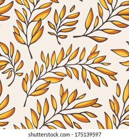 Floral seamless pattern with decorative branches. Vector illustration