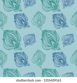 floral seamless pattern. decorative elements are drawn by hand with a gel pen. vector illustration on a blue background