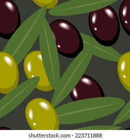 Floral seamless pattern with decorative olive branch