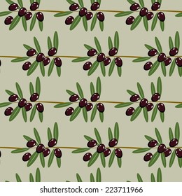 Floral seamless pattern with decorative olive branch