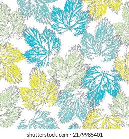 Floral seamless pattern with delicate colorful leaves scattered on ivory background, watercolor print for textile, wallpapers or wrapping paper.