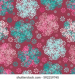 Floral seamless pattern with delicate colorful flower composition.
