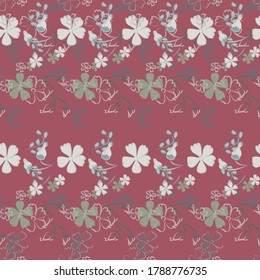 Floral Seamless Pattern with Delicate Flowers. Big Elements for Print, Textile, Linen, Wallpaper. Pretty Pattern for Wrapping Paper. Vector Wild Flowers. Colorful Modern Rapport.