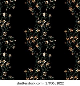 Floral Seamless Pattern with Delicate Flowers. Ornament for Curtains Linen Tablecloth. Modern Pattern for Wrapping Paper. Vector Seamless Flowers. Colorful Modern Rapport.