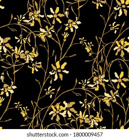 Patrón floral sin foco con flores delgadas. Ornamento para papel tapiz Imprimir ropa de baño. Patrón retro para envolver papel. Flores sin vectores. Colorida Moderna Rapport.