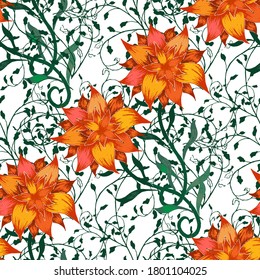 Blumenmuster nahtlose Muster mit zarten Blumen. Ornament für Rock Wallpaper Blouse. Farbenfrohe, moderne Berichterstattung. Trendy Muster für Papierumschlag. Vektornahtlose Blumen.