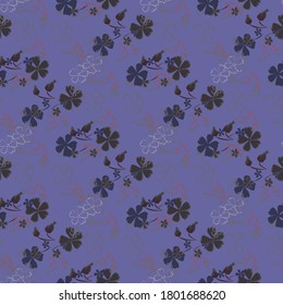Floral Seamless Pattern with Delicate Flowers. Big Elements for Print, Textile, Linen, Wallpaper. Pretty Pattern for Wrapping Paper. Vector Wild Flowers. Colorful Modern Rapport.