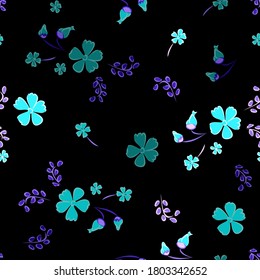 Floral Seamless Pattern with Delicate Flowers. Big Elements for Print, Textile, Linen, Wallpaper. Pretty Pattern for Wrapping Paper. Vector Wild Flowers. Colorful Modern Rapport.