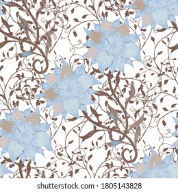 Patrón floral sin foco con flores delgadas. Ornamento para la impresión de papel tapiz. Colorida Moderna Rapport. Flores sin vectores. Patrón moderno para envolver papel.