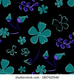 Floral Seamless Pattern with Delicate Flowers. Big Elements for Print, Textile, Linen, Wallpaper. Pretty Pattern for Wrapping Paper. Vector Wild Flowers. Colorful Modern Rapport.
