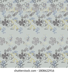 Patrón floral sin foco con flores delgadas. Grandes elementos para papel impreso, textil, de línea, de fondo. Patrón bonito para envolver papel. Flores salvajes vectoriales. Colorida Moderna Rapport.