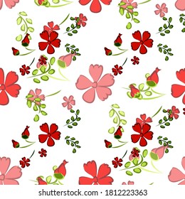 Floral Seamless Pattern with Delicate Flowers. Big Elements for Print, Textile, Linen, Wallpaper. Pretty Pattern for Wrapping Paper. Vector Wild Flowers. Colorful Modern Rapport.