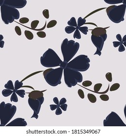 Patrón floral sin foco con flores delgadas. Grandes elementos para papel impreso, textil, de línea, de fondo. Patrón bonito para envolver papel. Flores salvajes vectoriales. Colorida Moderna Rapport.