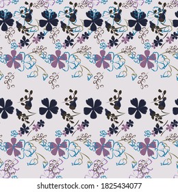 Patrón floral sin foco con flores delgadas. Grandes elementos para papel impreso, textil, de línea, de fondo. Patrón bonito para envolver papel. Flores salvajes vectoriales. Colorida Moderna Rapport.