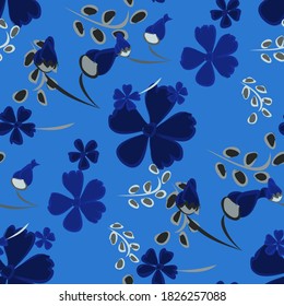 Patrón floral sin foco con flores delgadas. Grandes elementos para papel impreso, textil, de línea, de fondo. Patrón bonito para envolver papel. Flores salvajes vectoriales. Colorida Moderna Rapport.