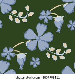 Floral Seamless Pattern with Delicate Flowers. Big Elements for Print, Textile, Linen, Wallpaper. Pretty Pattern for Wrapping Paper. Vector Wild Flowers. Colorful Modern Rapport.