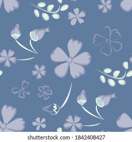Patrón floral sin foco con flores delgadas. Grandes elementos para papel impreso, textil, de línea, de fondo. Patrón bonito para envolver papel. Flores salvajes vectoriales. Colorida Moderna Rapport.
