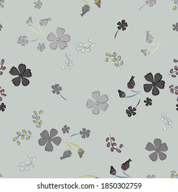 Floral Seamless Pattern with Delicate Flowers. Big Elements for Print, Textile, Linen, Wallpaper. Pretty Pattern for Wrapping Paper. Vector Wild Flowers. Colorful Modern Rapport.