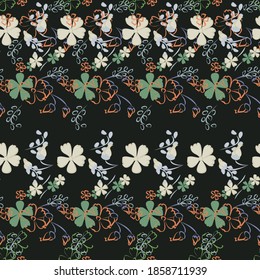Floral Seamless Pattern with Delicate Flowers. Big Elements for Print, Textile, Linen, Wallpaper. Pretty Pattern for Wrapping Paper. Vector Wild Flowers. Colorful Modern Rapport.