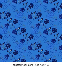 Floral Seamless Pattern with Delicate Flowers. Big Elements for Print, Textile, Linen, Wallpaper. Pretty Pattern for Wrapping Paper. Vector Wild Flowers. Colorful Modern Rapport.