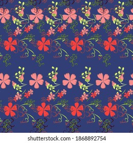 Floral Seamless Pattern with Delicate Flowers. Big Elements for Print, Textile, Linen, Wallpaper. Pretty Pattern for Wrapping Paper. Vector Wild Flowers. Colorful Modern Rapport.
