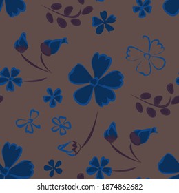 Patrón floral sin foco con flores delgadas. Grandes elementos para papel impreso, textil, de línea, de fondo. Patrón bonito para envolver papel. Flores salvajes vectoriales. Colorida Moderna Rapport.