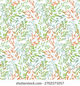 Nahtloses Blumenmuster. Zarte Pastellfarben auf weißem Hintergrund. Zweige Stoff, Textil, Tapete