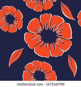 Floral seamless pattern design. Abstract peony flower vector illustration