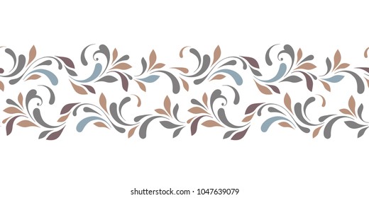 Floral seamless pattern for design of the background ribbons, edges, decoration card, cover, fabric, paper, wrapping, frame. Ornament for border.