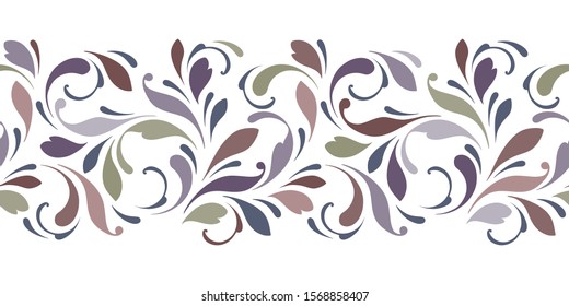 Floral seamless pattern for design of the background ribbons, edges, decoration card, cover, fabric, paper, wrapping, frame. Ornament for border.