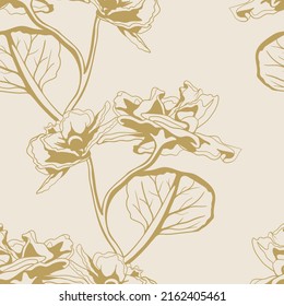 Floral seamless pattern design for fabric or wallpaper print. Flower vector textile decoration. Nature background art.