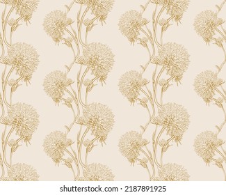 Floral seamless pattern design for fabric or wallpaper print. Flower vector textile decoration. Nature background art.