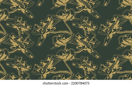 Floral seamless pattern design for fabric or wallpaper print. Flower vector textile decoration. Nature background art.