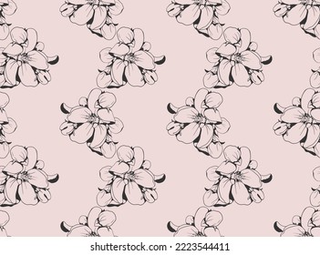 Floral seamless pattern design for fabric or wallpaper print. Flower vector textile decoration. Nature background art.