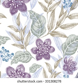 Floral seamless pattern. Design for fabrics, textiles, wallpaper, paper. Vector. Victorian style.