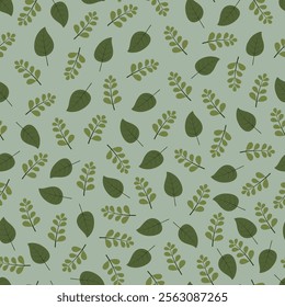 Floral seamless pattern design featuring multicolor abstract branchlets and leaves. Allover print foliage surface design on eggshell color background. 