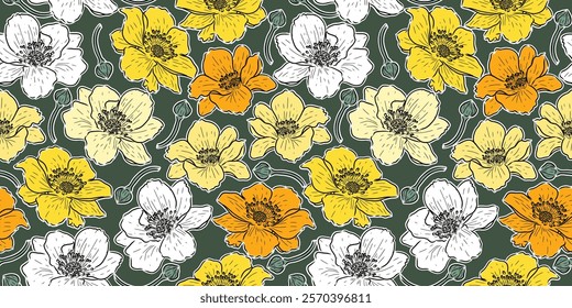 Floral Seamless pattern design. Flat vector illustration and design for fabric, textile, fashion, wallpaper, wrapping and all prints.