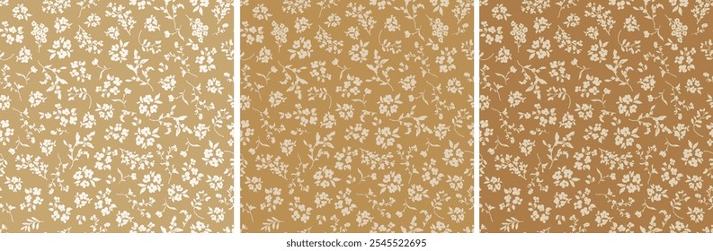 Floral seamless pattern design, hand drawn set of digital paper, wallpaper, reapeating vector background with elegant cute flowers and floral branches. 