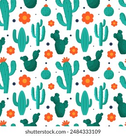 Floral Seamless Pattern Design Illustration with Blooming Branches and Leaf Flower in Hand-Drawn Cartoon Style Template