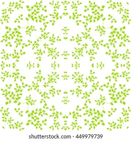 Floral Seamless Pattern. Floral Design pattern with leaves, green background.