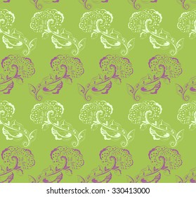 Floral seamless pattern for design of packaging, paper, textiles, scrapbook and decoupage. Vector illustration